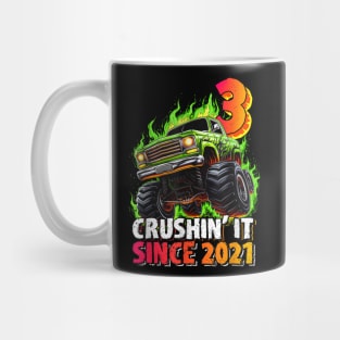 Monster Truck 3 Year Old Boys 3rd Birthday Party Born 2021 Mug